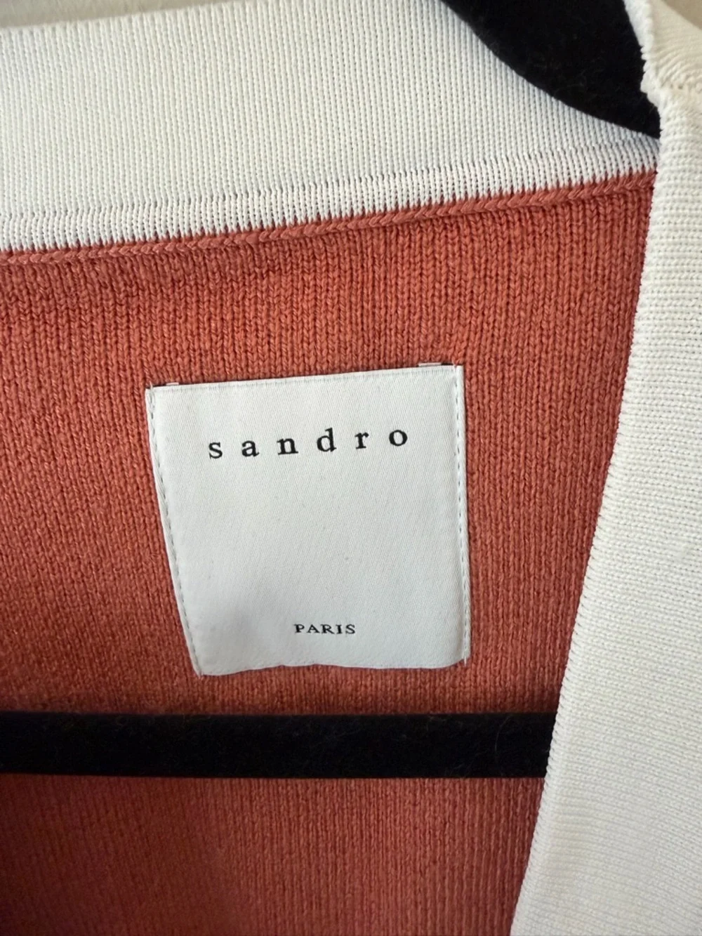 Sandro Rust and White Trim Knit Cardigan - Picture 3 of 4